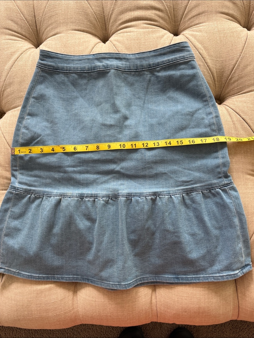 J. Crew Blue Denim Tiered A-Line Skirt - Picture 11 of 11